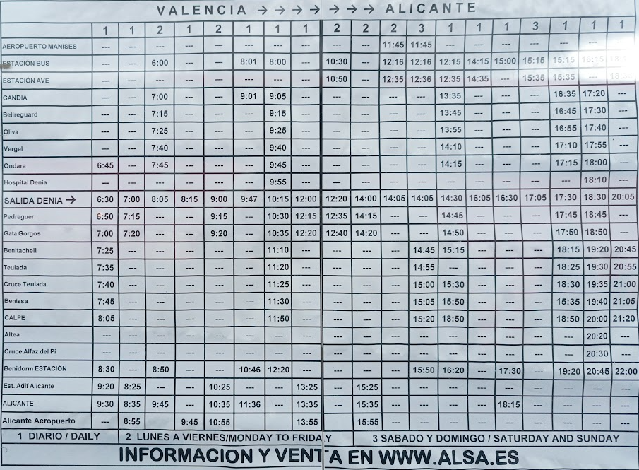 Bus Valencia - Alicante